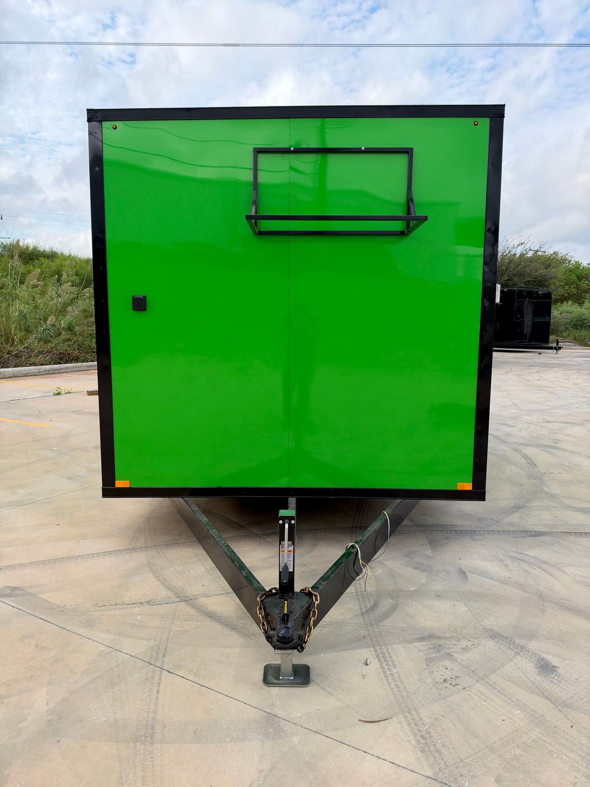 Green 8.5 × 16 ft trailer — Front exterior
